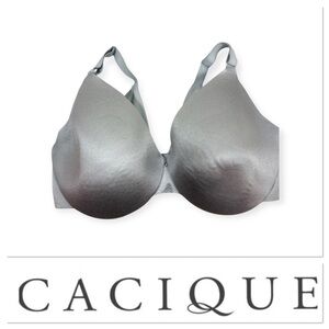 Cacique lightly lined full coverage silver bra bra size 40DDD